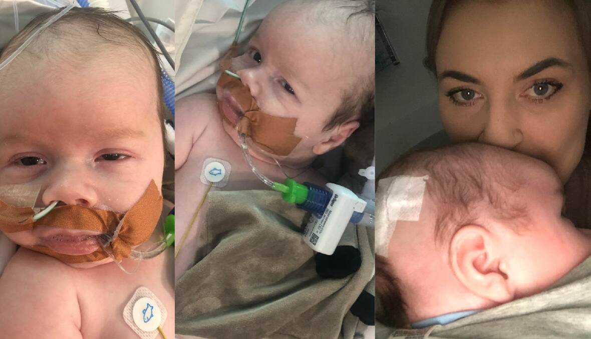Tumut mother Ashlee McGregor will be able to remain by her son, Hamish's side while he is treated at hospital for meningitis thanks to a GoFundMe Page. Pictures supplied 