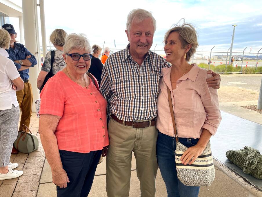 FAMILY AFFAIR: Lyn and John Harding of Wagga reunited with Brisbane-based daughter Jacqui Harding at Wagga Airport. Picture: Taylor Dodge