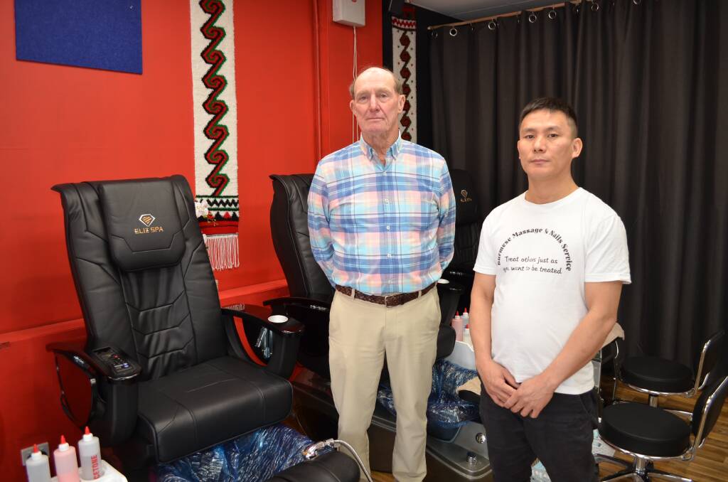 Country Business Brokers agent Neville Harvey and Burmese Massage and Nails Service owner Robert Gumring are on a mission to find the perfect buyer to take over the popular business. Picture by Taylor Dodge