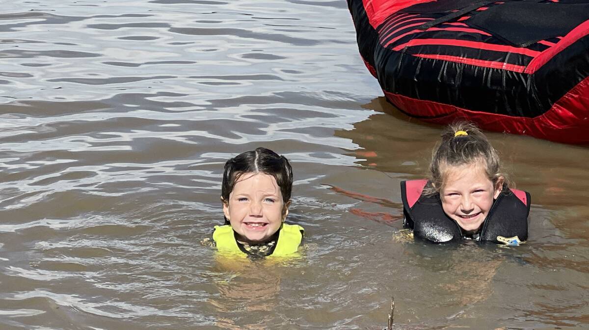 PRIME EXAMPLE: Remi and Eden Dixon were smart to wear their life jackets whilst they were swimming at Lake Albert. Picture: Taylor Dodge