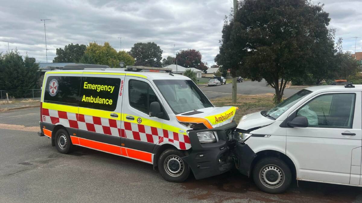 A man underwent routine testing after the crash involving a van and an ambulance. Picture supplied