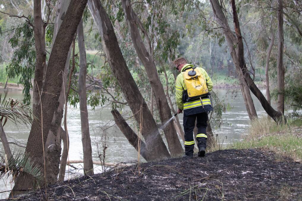 Fire and Rescue NSW crews act fast to tackle Central Wagga blaze on Tuesday afternoon. Picture by Madeline Begley 