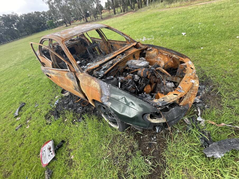 Police are appealing for information after one of two stolen vehicles were found burnt out at Jack Misson Oval, Ashmont. Picture by Taylor Dodge