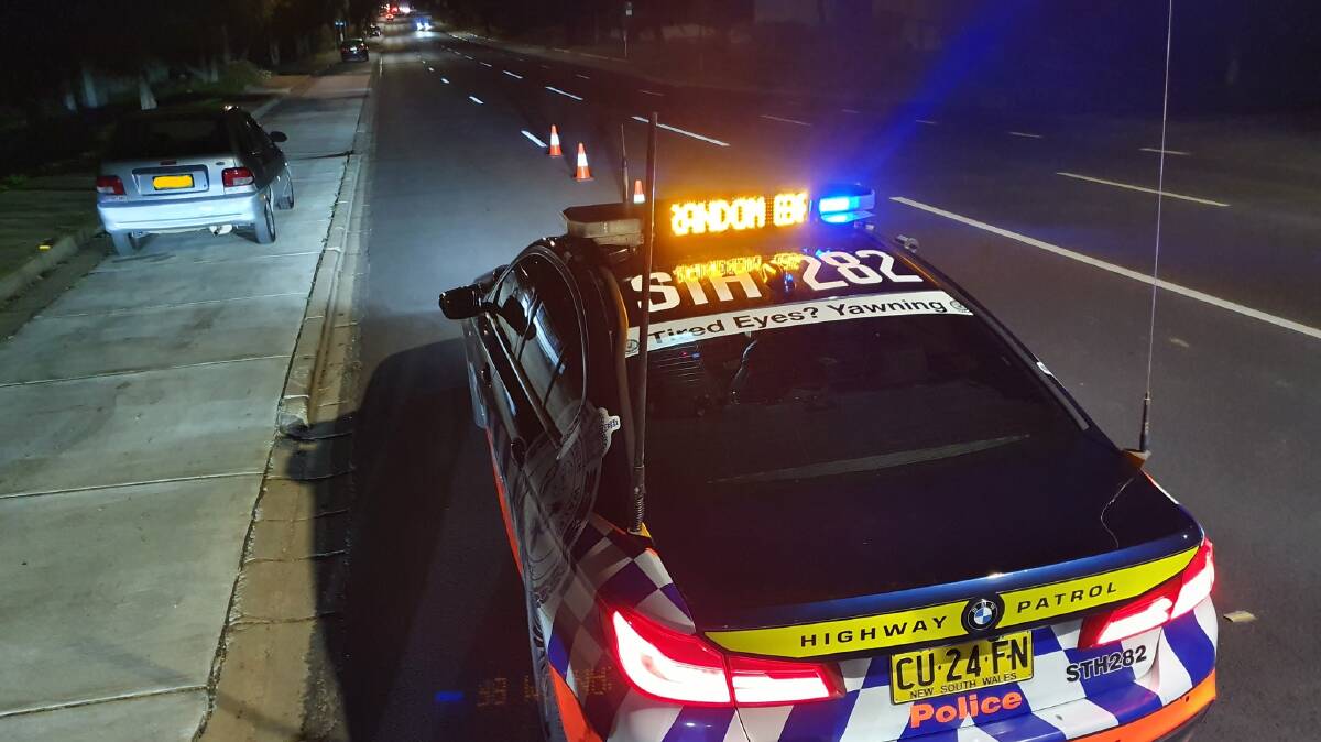 PULLED UP: Police stop a repeat offender on Lake Albert Road, Kooringal. Picture: NSW Highway Patrol 