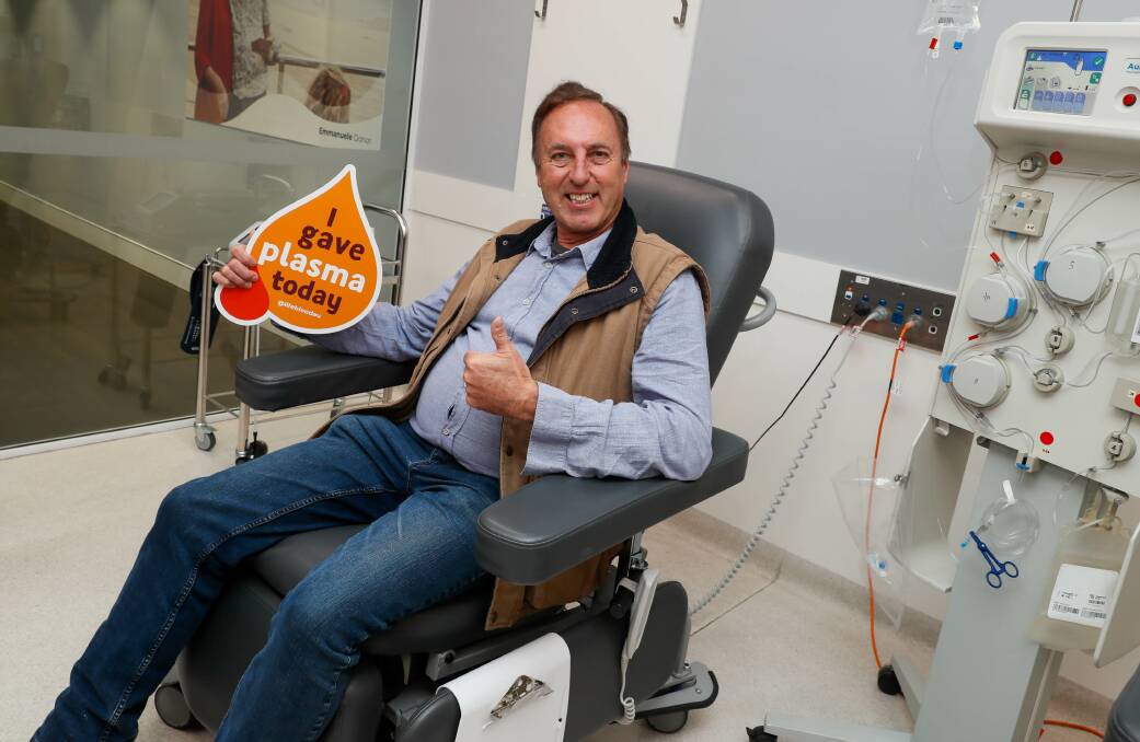 Arthur Croft from Albury making his 460th blood donation at Lifeblood Wagga. Picture by Les Smith