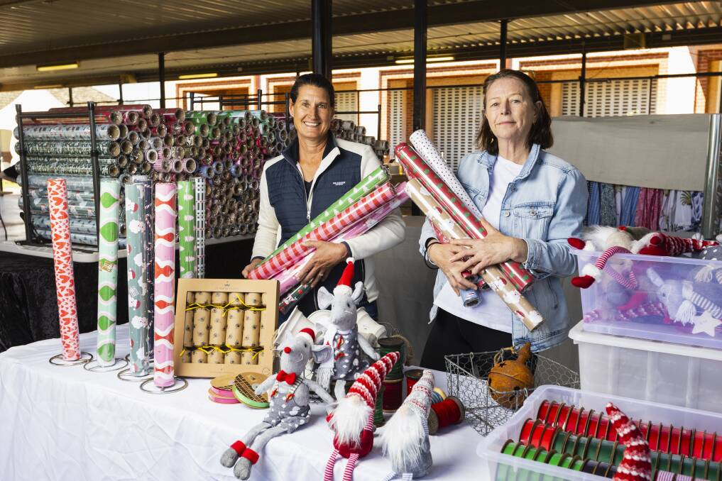 The CMRI Christmas Fair is back and organiser Fiona Hamilton and stallholder Margie Isles from Sydney are among those working hard to set up for the event. Picture by Ash Smith.