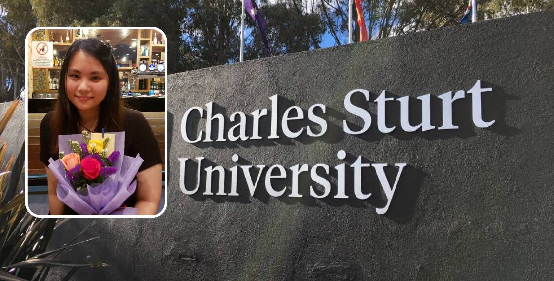 FINALLY: Wagga CSU student Nicole Sims has finally been welcomed back after being stuck in Malaysia, studying virtually for a year. Picture: Contributed 