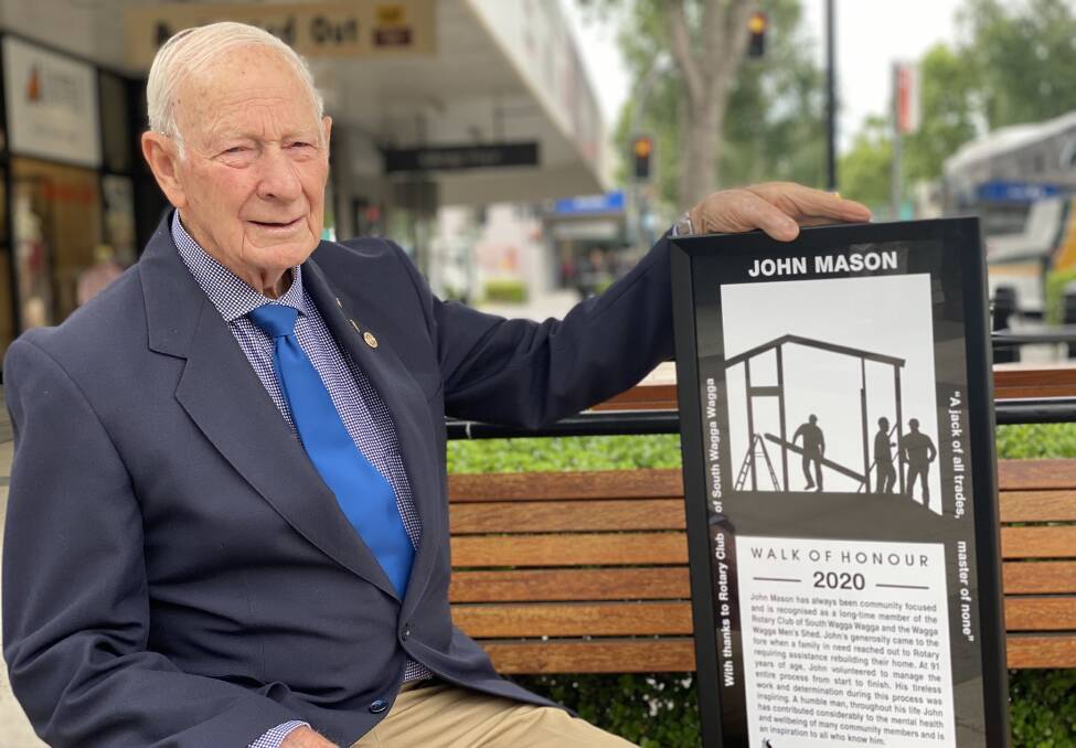 PROUD MOMENT: John Mason's plaque for Waggas 2020 Walk of Honour was officially unveiled. Picture: Annie Lewis 