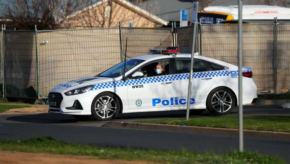  Wagga police officers patrolling the city on Saturday. Picture: Emma Hillier