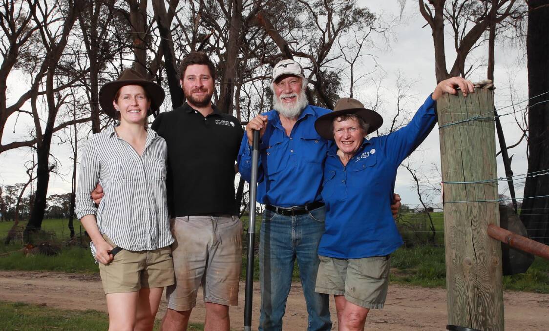 IN IT TOGETHER: Tom and Helle Southwell with Heather and Robert Johansen have been working hard to rebuild their vineyards. Picture: Les Smith 