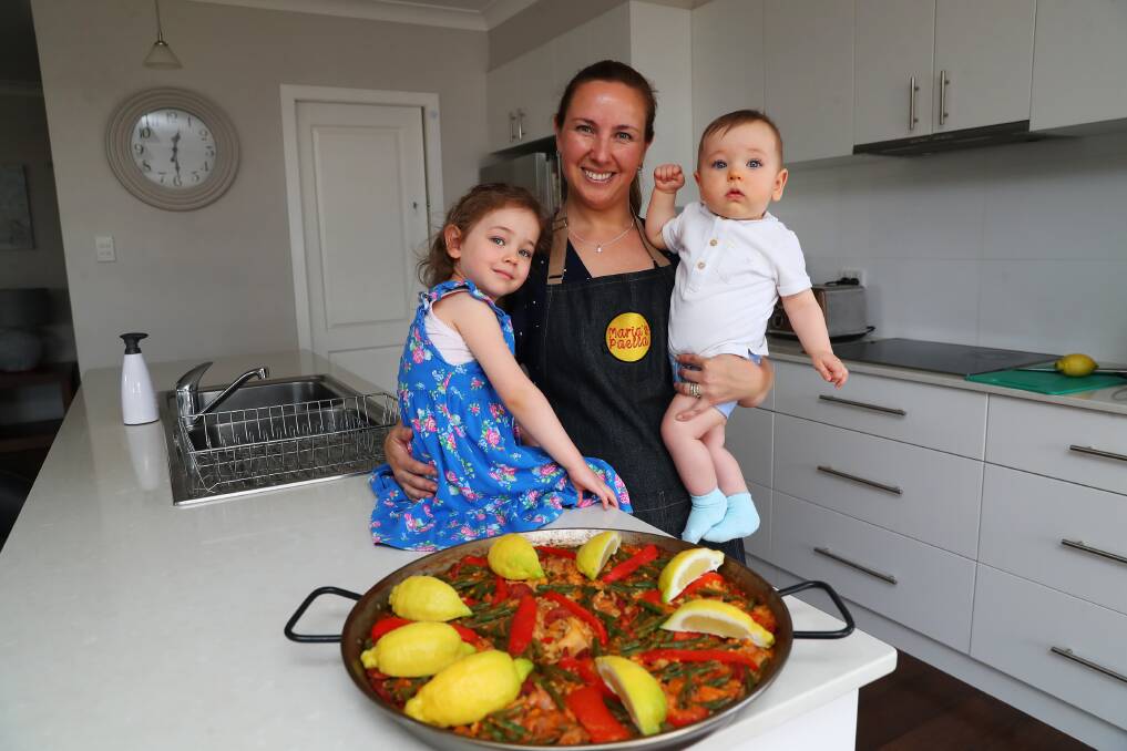 FINDING BALANCE: Maria Vicencio with her two children Mila Little, 3, and Luke Little, 7 months, who she raises while running her business from home. Picture: Emma Hillier 