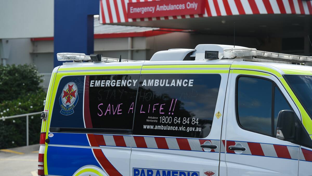 ON THE LINE: A Victorian Ambulance displays the message 'Stay at home and save a life' in April. 
