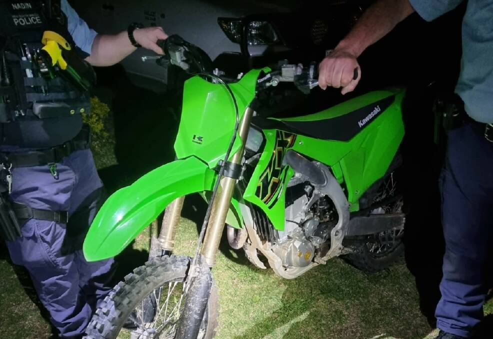 Police arrest the man at a Glenfield Park property and sezive the bike. Picture: 