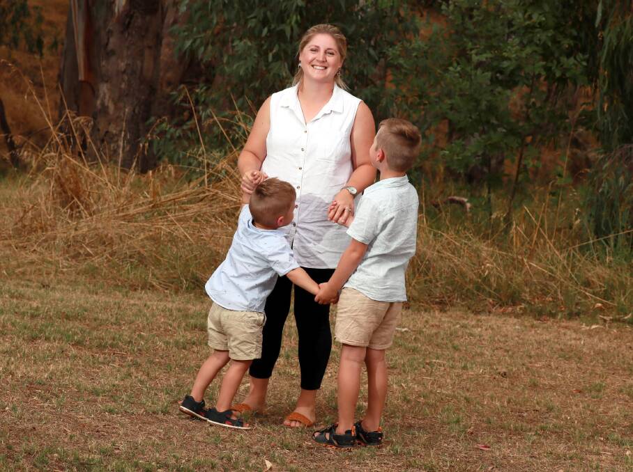 FAMILY TIME: Rebecca White with her two boys Lachlan, 5, and Isaac, 2, at one of their favourite spots at The Rock. Picture: Les Smith 