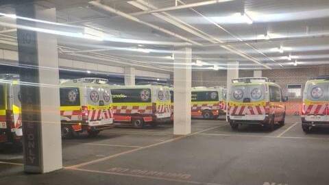 Crews stuck waiting in bed block at Wagga Base Hospital. Picture: Australian Paramedics Association 