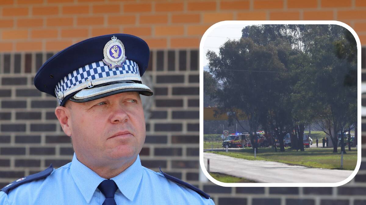 Emergency services were called to the scene of crash at North Wagga (inset) that Superintendent Bob Noble describes as "ghastly". 