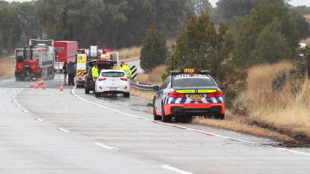 Emergency services at the scene of a fatal truck crash earlier in 2021. Picture: Les Smith 