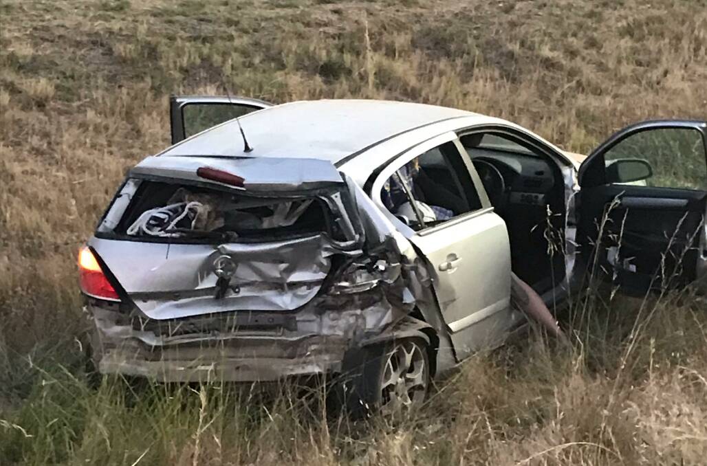 SMASHED: The Holden Astra was hit from behind at high speed, which forced the vehicle off the side of the Hume Highway and into a ditch. The other driver blew 0.227. 