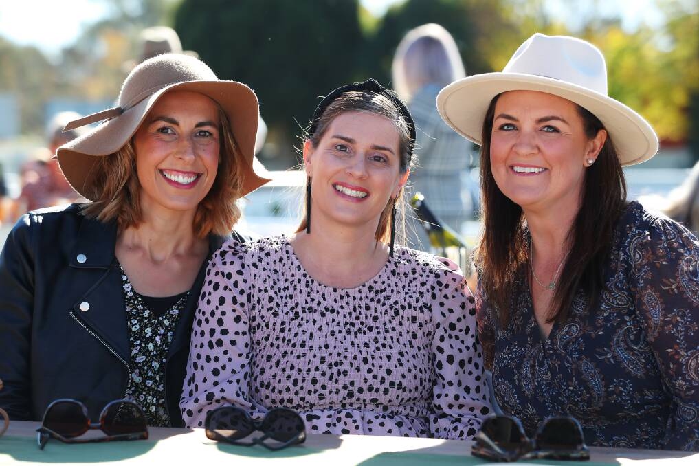 LADIES DAY: Liv Rands, Bell Martin amd Renee Patton from Wagga. 