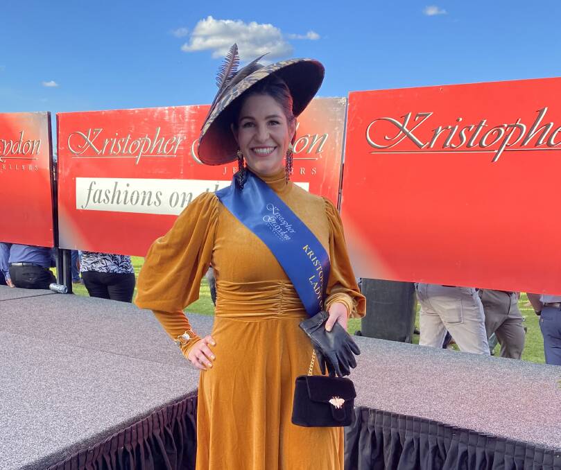 WINNER: Tara McDonough from Canberra was named the Lady of the Day at the Wagga Gold Cup Fashions on the Fields. She says it was the most amazing feeling to hear her number called out. 