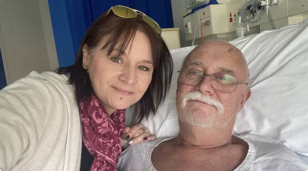 Nerrisa and Doug Newman at a hospital in Sydney earlier this year. Picture: Supplied 