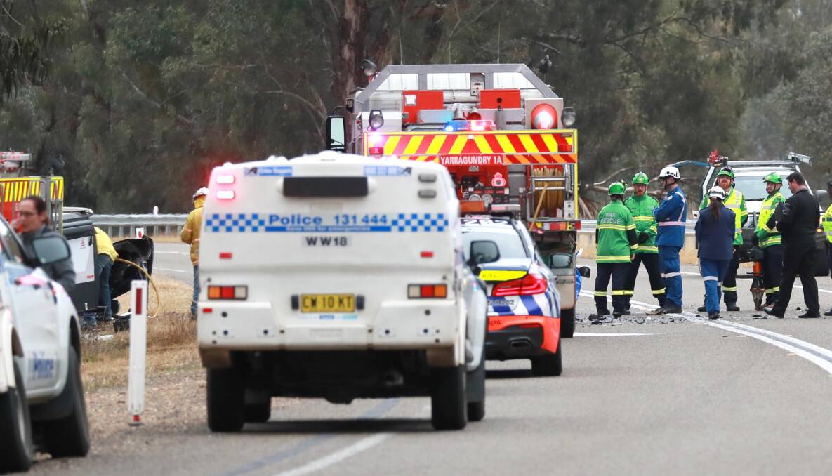 Emergency services on the scene of a fatal crash at Yarragundry earlier in the year. 