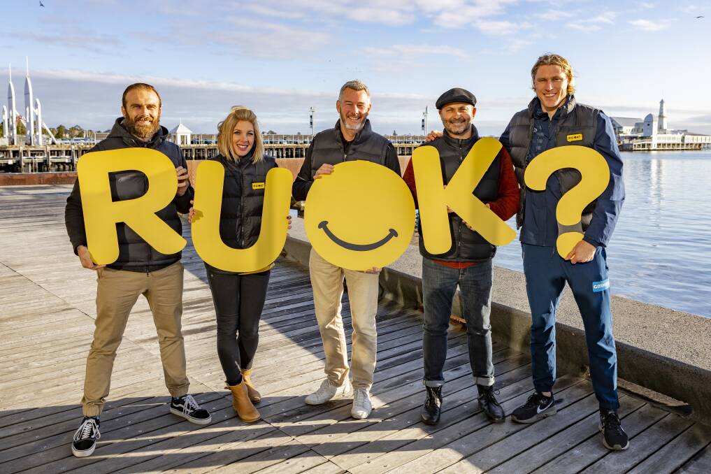 Good cause: R U OK? ambassadors including Barry Du Bois (centre) have thrown their support behind Conversation Convoy events. Photo: Ben Houston Photography