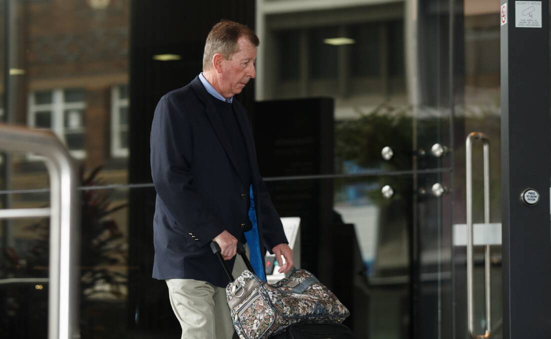 Last taste of freedom: Ted Hall arrives at Newcastle courthouse in October. Picture: Max Mason-Hubers