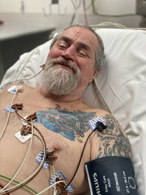 IN GOOD SPIRITS: Greg Mosbey is recovering at St Vincent's Hospital Melbourne after a heart attack on Friday.