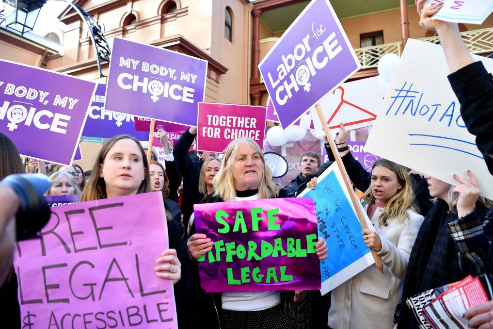 ON MESSAGE: Pro-choice advocates hold a rally outside NSW Parliament recently. Picture: AAP Image/Joel Carrett