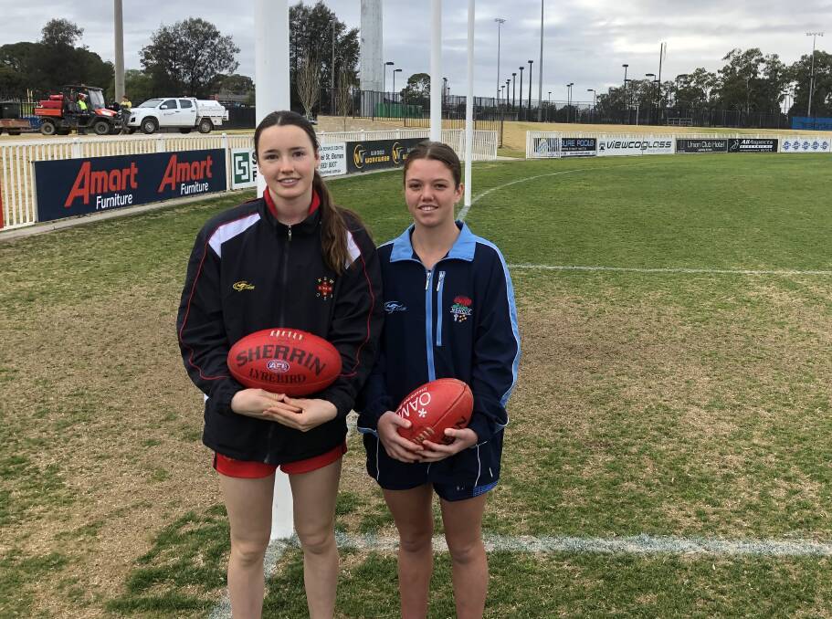Zara played in the midfield for Combined Independent Schools at the NSW championships and Jess was in the winning Combined Catholic Colleges team at the state titles. Pictures: Peter Doherty