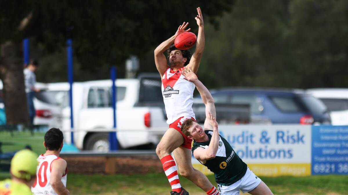 SOARING SWANS: Griffith's Charlie Cunial is part of a potent forward line which they hope will click against Coolamon in Saturday's second semi-final. 