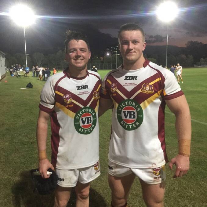 INTERNATIONAL EXPERIENCE: Tumut's Zac Masters ((right) and Temora's Sam Elwin represented NSW Country U23s last week against a Papua New Guinea representative side. 