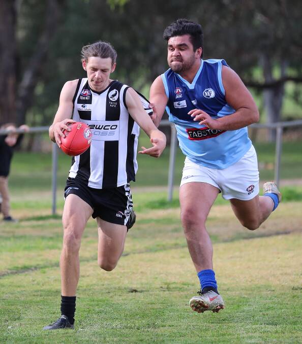 Jarrod Moala comes in for his first senior game for Barellan this season, among seven changes for the Two Blues who have been hard-hit by the Canberra lockdown. Cody Cool (left) will be important for the Magpies who are also hindered by it.