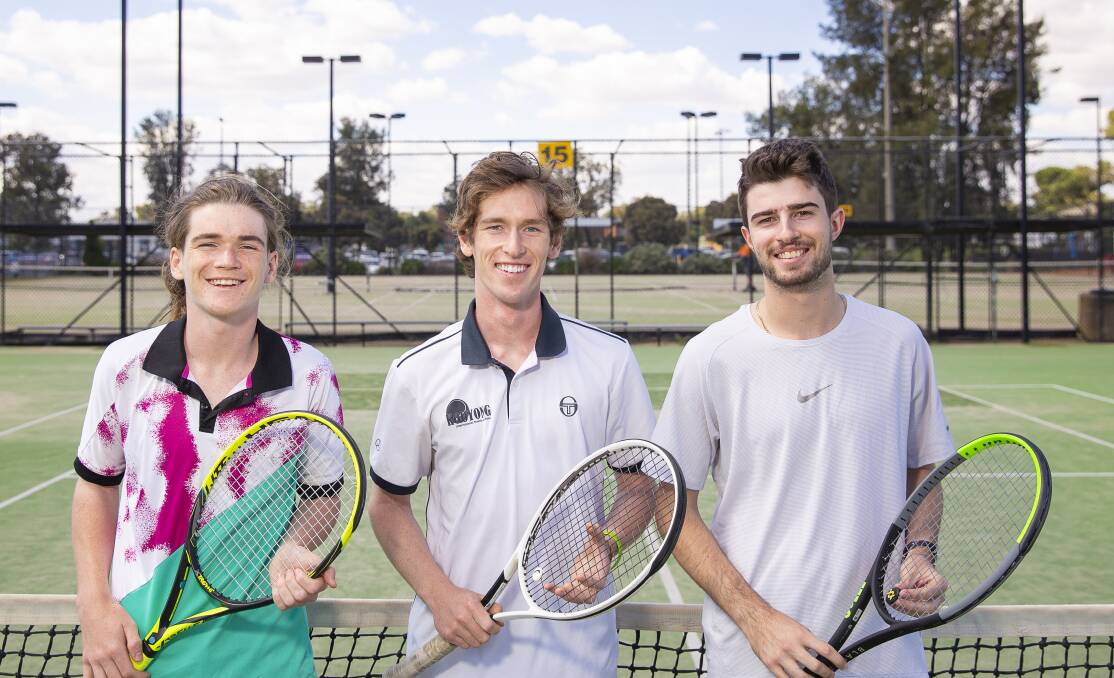 SMILING ASSASSINS: Home town hopes (from left) Max Prest, 17, Charlie Prest, 21, and Tom Gardiner, 21, ahead of the City of Wagga Open this weekend. Picture: Ash Smith