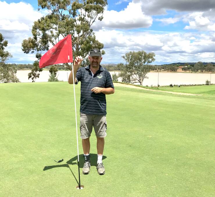 THAT'S ACE: John Broster after his hole-in-one at the Wagga Country Club on Wednesday. Picture: Chris Fox
