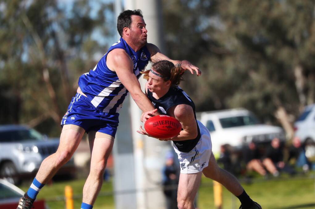 Temora coach Jake Wooden in action in their elimination final victory against Coleambally in 2019. Picture: Emma Hillier