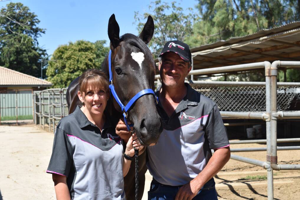 EXCITEMENT MACHINE: Rocket Tiger with Donna and Scott Spackman ahead of the trip to Rosehill Gardens on Saturday. Big decisions await for connections. Picture: Courtney Rees