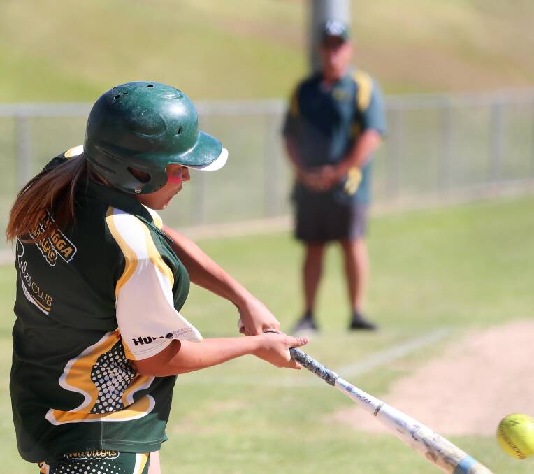 CONTACT: Montana Kearnes gets bat to ball for South Wagga Warriors in Saturday's win against Saints. Picture: Emma Hillier