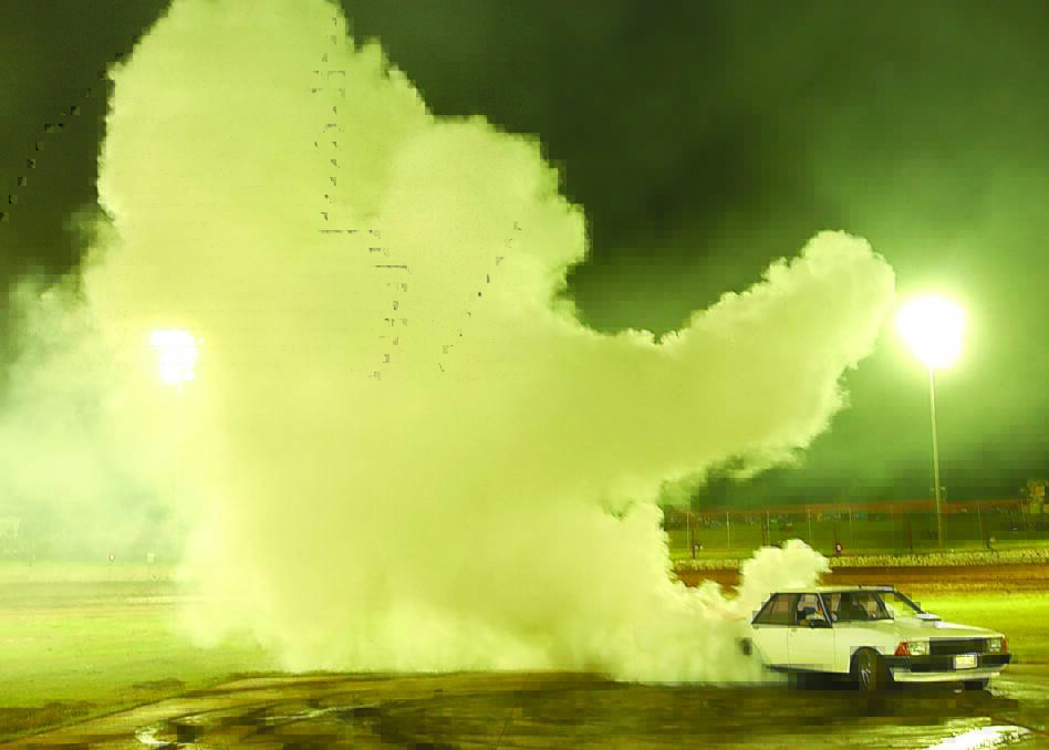 BIG DRAWCARD: Burnouts at Yarragundry Speedway back in 2002. Pro Burnout cars will be at the track on Saturday night to support a Wagga Motorcycle Sports Club event. Picture: Les Smith
