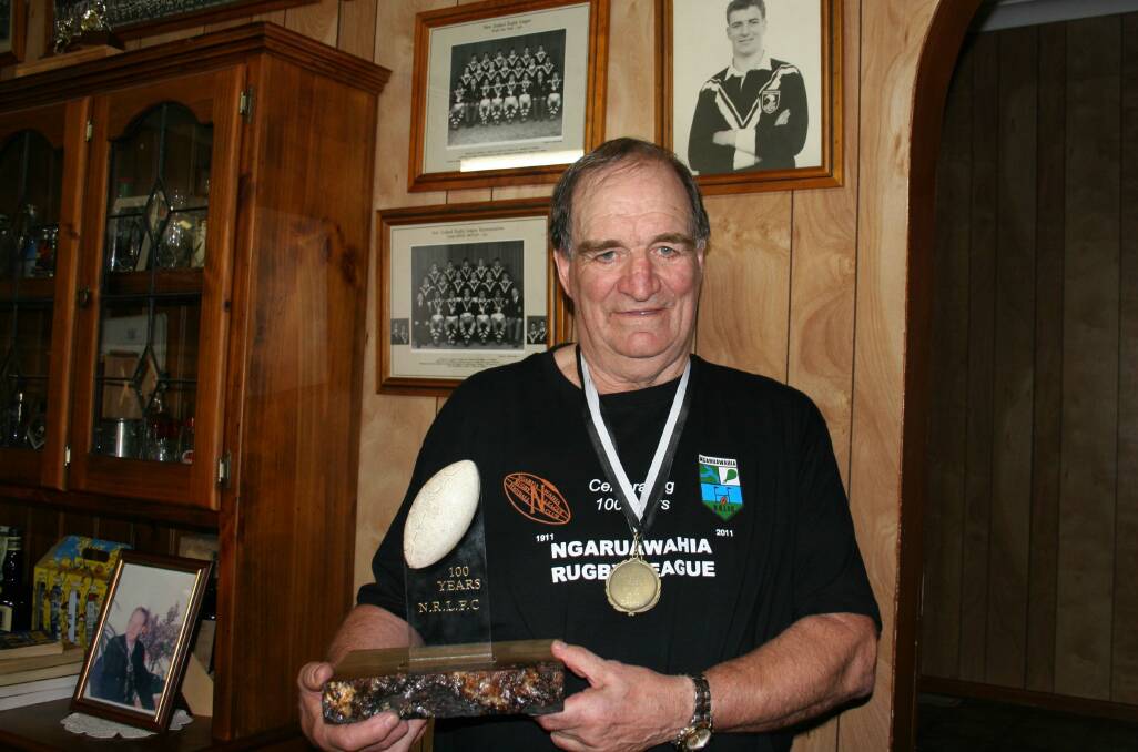 LEGEND: Bill Deacon in 2011 after he was honoured as Player of the Century and part of the Team of the Century at his home club in New Zealand, Ngaruawahia. 