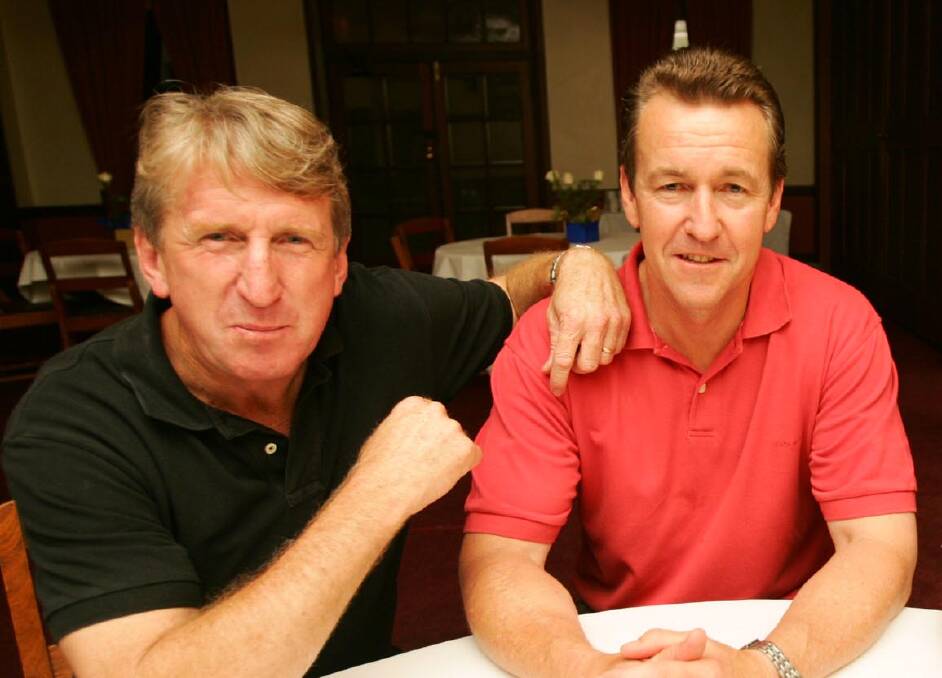 Steve Mortimer and Greg Brentnall in 2006. Brentnall rates his old Turvey Park teammate as the greatest player of their era.