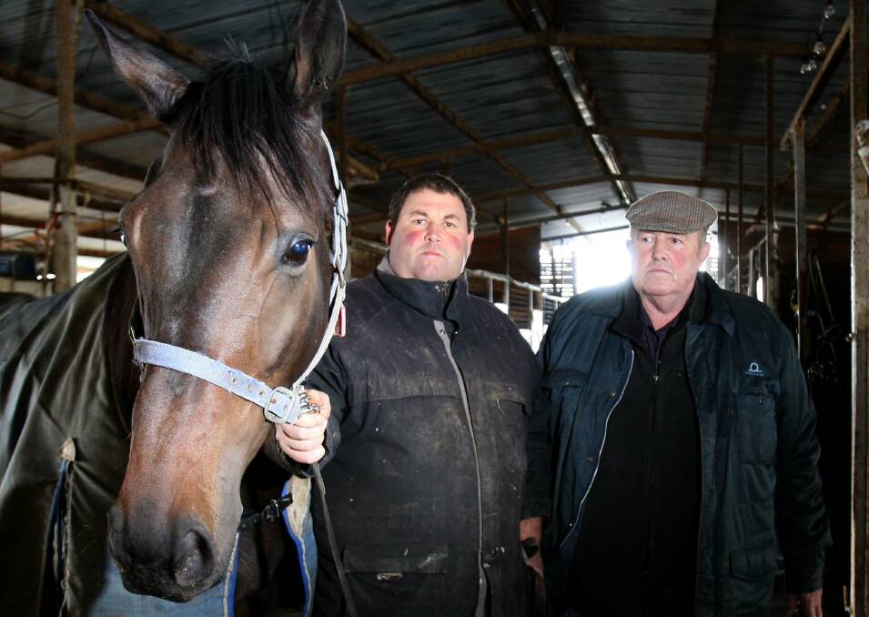 DYNASTY: Rick Freyer and his father Richard Freyer in 2010 with Leica Falcon who gave them the treasured memories of a Melbourne Cup fourth in 2005. 