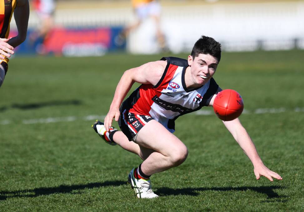 Flack playing for North Wagga in their 2019 semi-final against East Wagga-Kooringal, a fortnight before beating the Hawks in the grand final. 