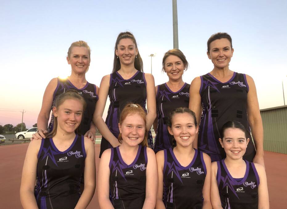 ALL-STARS: (back, from left) Karri and Sophie von Mengersen, Danni McIntyre and Lisa Maynard; (front, from left) Phoebe von Mengersen, Josie McIntyre and Izzy and Eliza Maynard. All play with Shooting Stars teams.