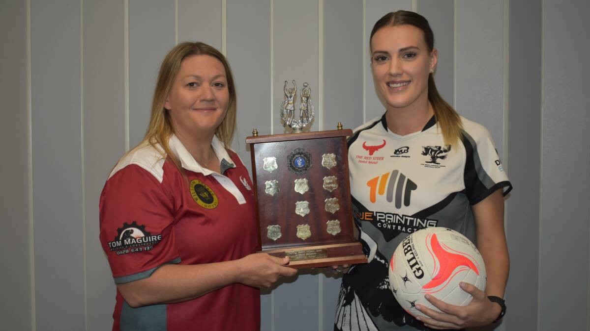 DRIVEN: CSU netball coach Kirsty Lowe (left) with TRYC counterpart Sarah O'Leary ahead of the 2019 Farrer League grand final. 