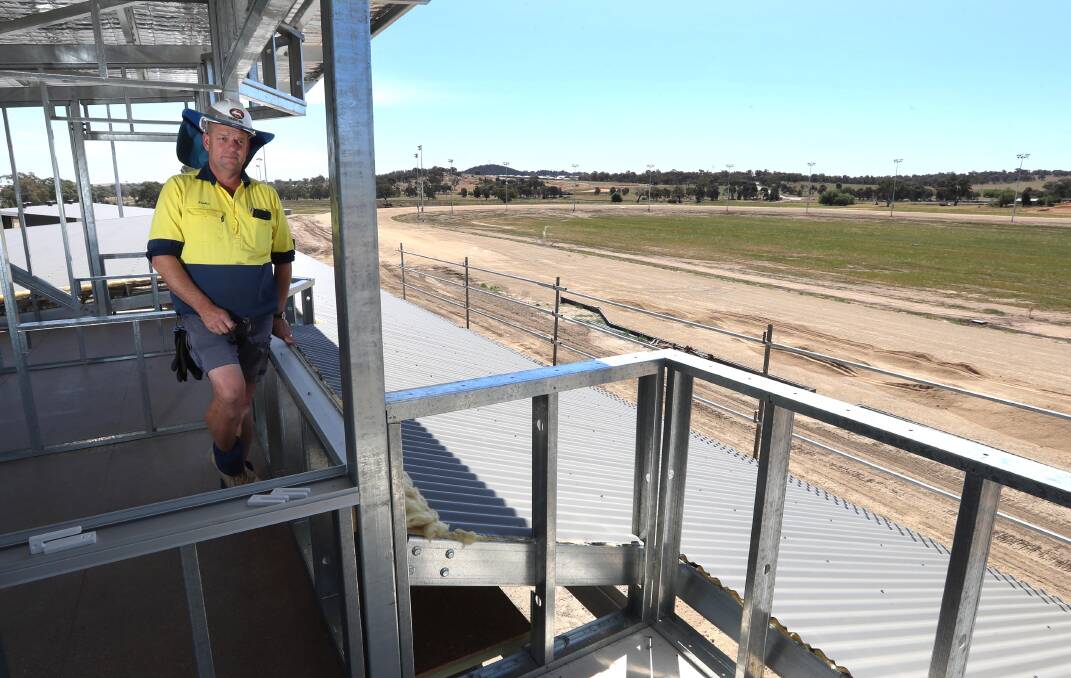 ON TRACK: Ladex site supervisor Justin Milliner at the new 'Riverina Paceway' this week. The $10 million project is drawing towards completion with the first meeting set for Sunday March 10 next year. Picture: Les Smith