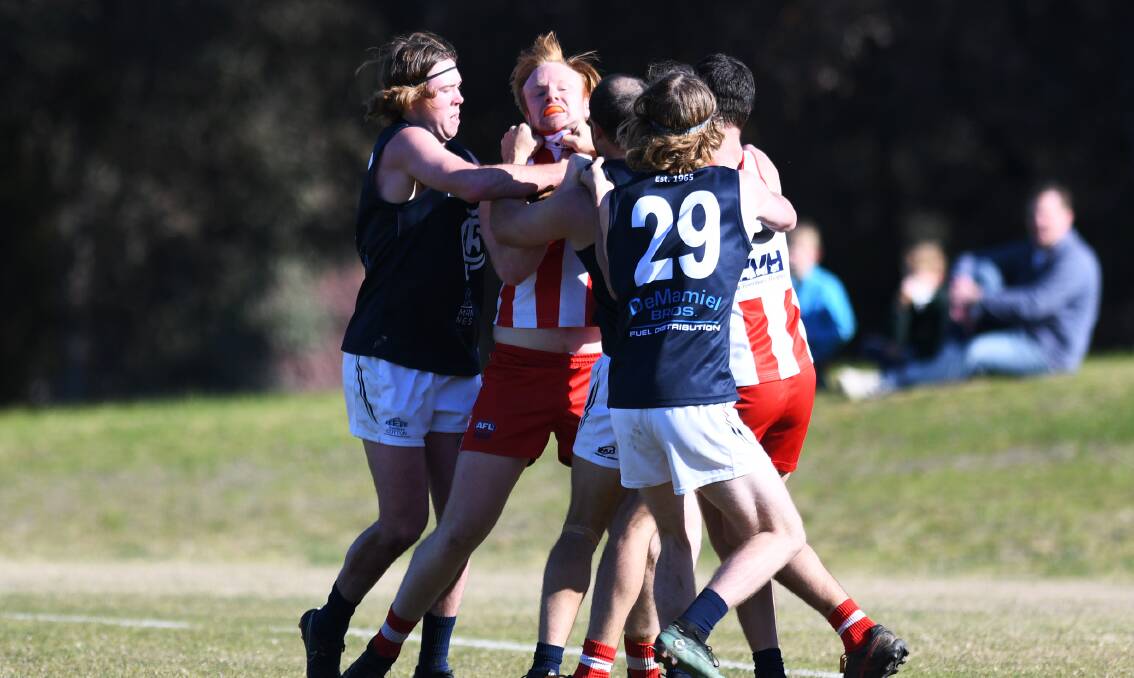 RIVALRY RESUMES: CSU and Coleambally met in the last round of the 2019 home-and-away season. The Blues won the battle for fifth and returned to finals. 