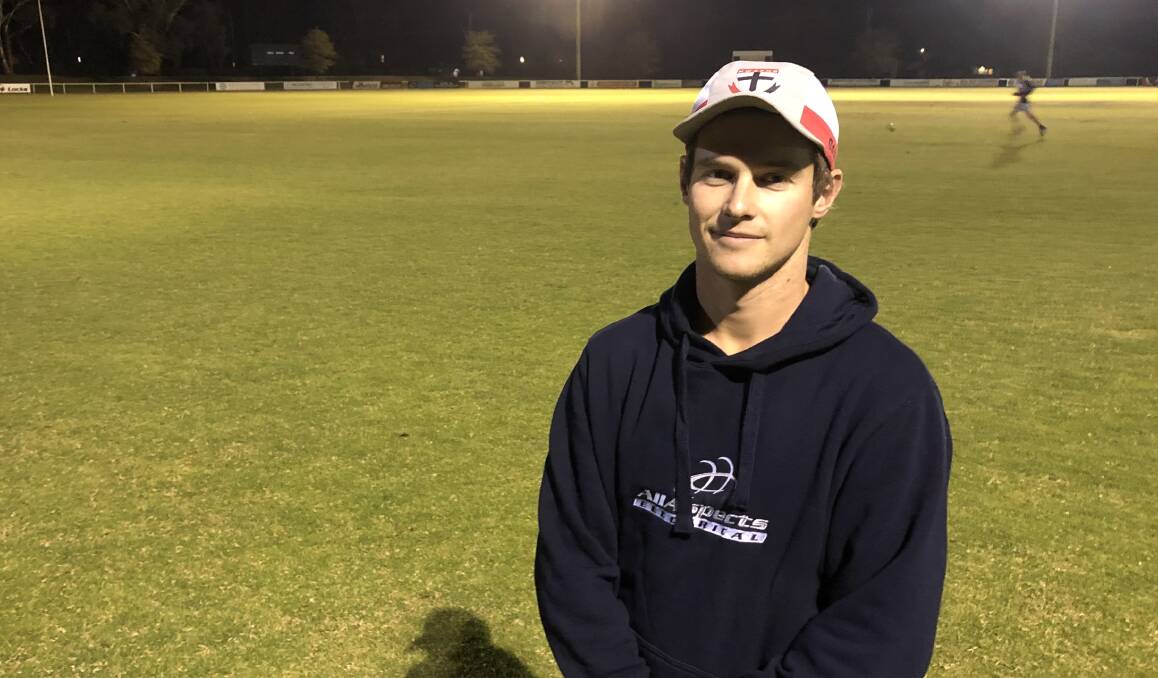 CENTURY: Josh Thompson at Saints training on Thursday night. He will play his 100th first grade game for North Wagga on Saturday. Picture: Peter Doherty