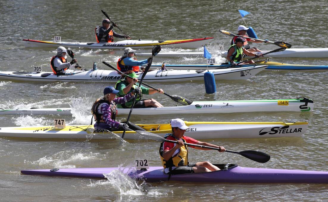UP THE RIVER: Kayakers head upstream in the last Paddle NSW event held in Wagga in 2018. The Wagga Canoe Club hopes to attract events again by bringing back the Oura to Wagga race this Sunday. 
